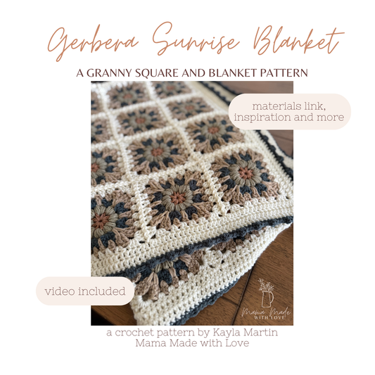 Gerbera Sunrise Granny Square Blanket Crochet Pattern